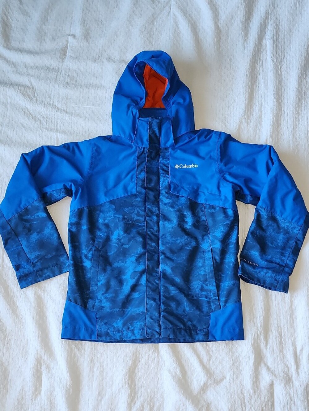 Columbia Boys Bugaboo II 3-in-1 Interchange Jacket Blue Camo Size M 10/12